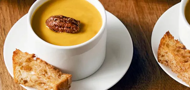 Butternut Squash Soup Shots with Spiced Pecans