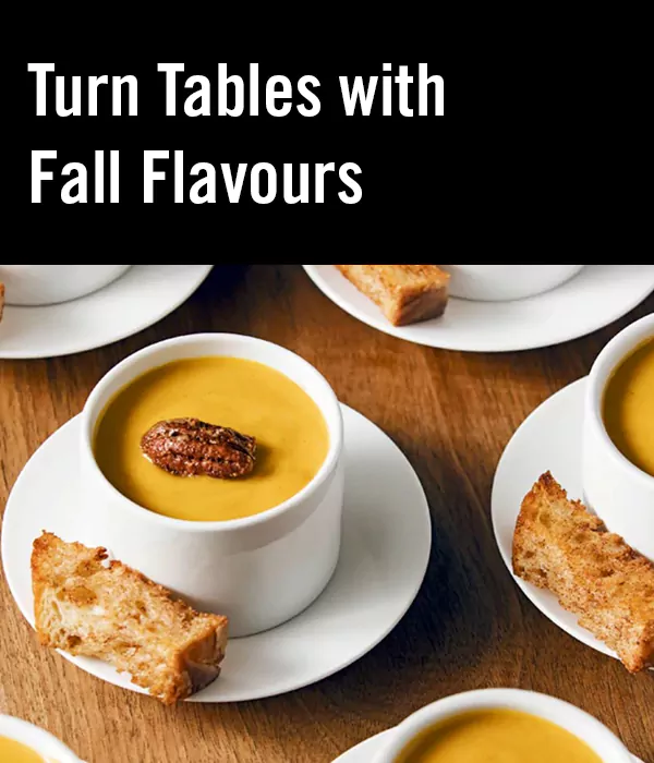 butternut squash with title that says "turn tables with fall flavours"