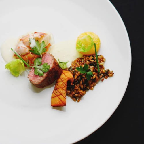 East Coast Lobster and Lamb Garden Fennel Toasted Farro Herb and Buttermilk Veloute - Recipe