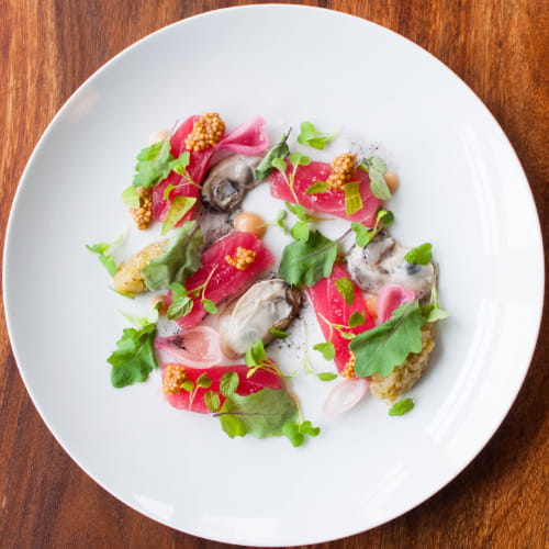 Tuna Crudo with Poached Oysters - Recipe