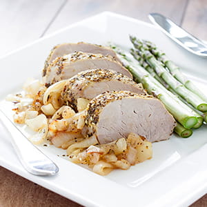 Pork Tenderloin with Caramelized Onion and Candied Ginger Compote - Recipe
