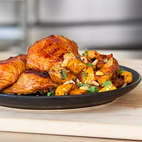 Tailgate Smoked Chicken Thighs with Warm Sweet Potato Salad - Recipe