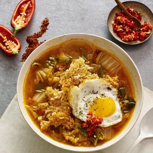 Kimchi Broth Bowl with Crispy Rice and Fried Egg - Recipe