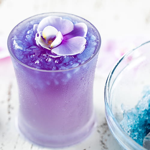 Grapefruit Basil Kombucha Mocktail with Butterfly Pea Flower Shaved Ice - Recipe