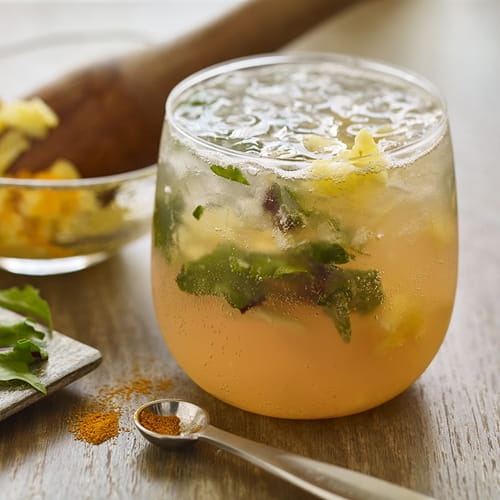 Pineapple Turmeric Mocktail with Muddled Dandelion Greens - Recipe