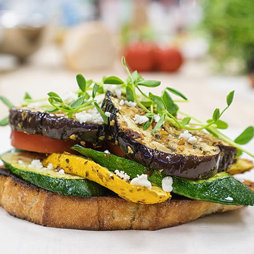 Grilled Eggplant Open Faced Sandwich Club House for Chefs