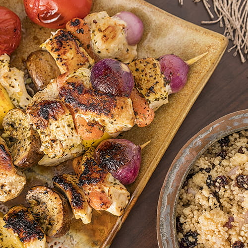 Moroccan Chicken Kabobs with Couscous Pilaf - Recipe