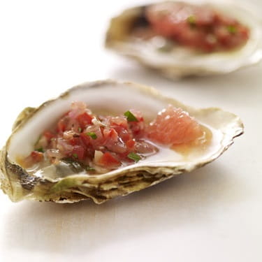 Grilled Oysters with Grapefruit and Red Pepper Relish - Recipe