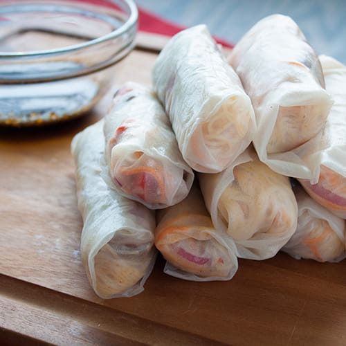 Maple Bacon Rice Paper Rolls with Grilled Duck Breast - Recipe