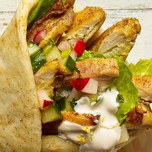 Chicken Shawarma Wrap with Cucumber Radish Relish - Recipe