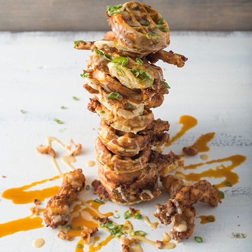 Carolina Gold Fried Chicken and Cheddar Scallion Waffles - Recipe