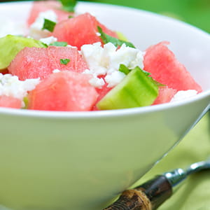 Watermelon Feta Salad with Honey Mint Dressing - Recipe