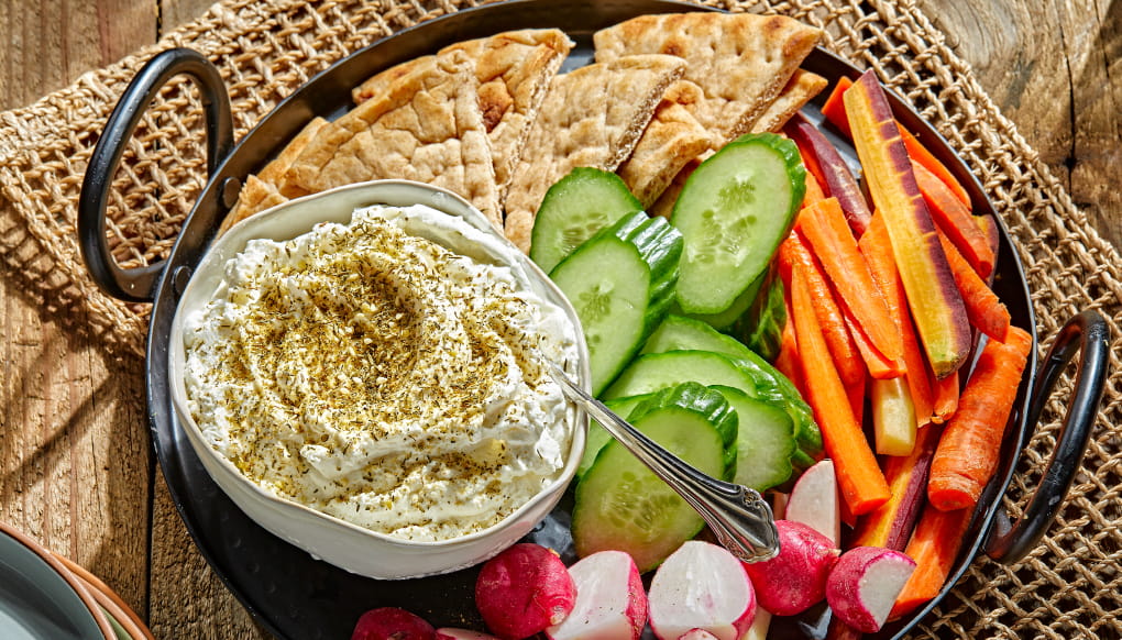 labneh and vegetables