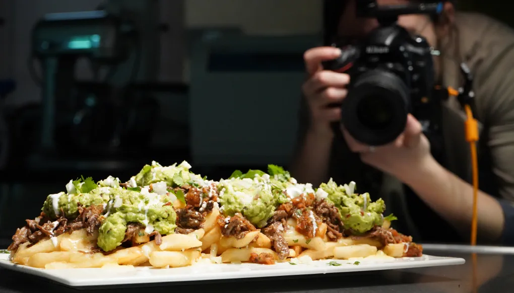 photographing a plate of food