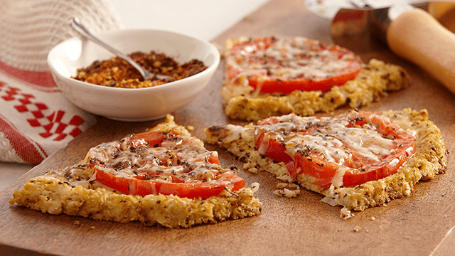 Cauliflower Almond Crusted Tomato Pizza