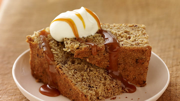 Spiced Date Cake with Caramel Sauce and Vanilla Whipped Cream