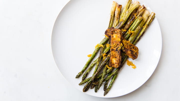 Roasted Asparagus with Halloumi and Citrus Honey Drizzle