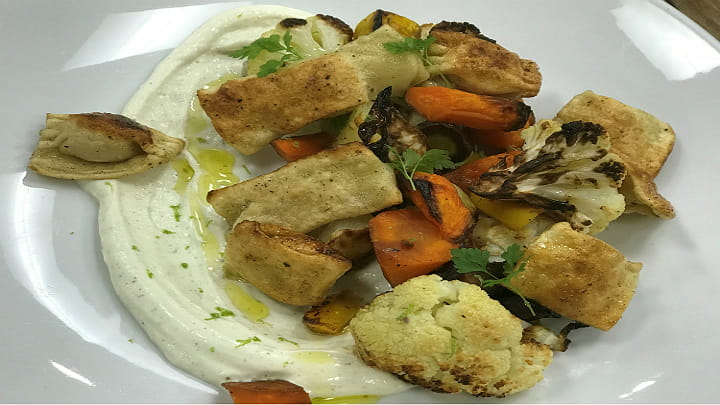 Roasted Autumn Vegetables with Curried Yogurt
