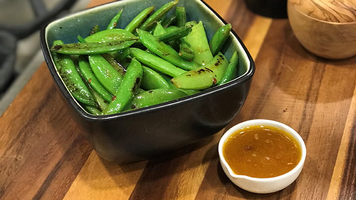 Blistered Sugar Snap Peas with Thai Inspired Vinaigrette