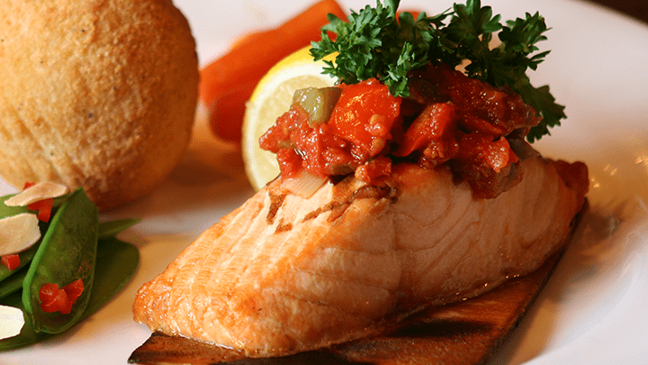 Cholula® Planked Salmon with Spicy Tomato Salsa 