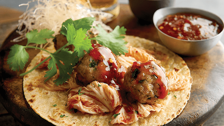 Thai Chicken Meatball Tacos
