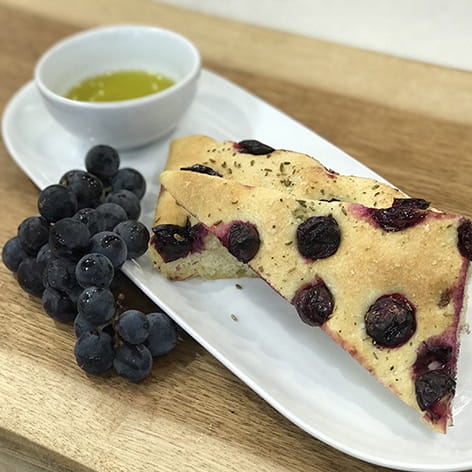 Grape Focaccia with Cracked Fennel Seeds