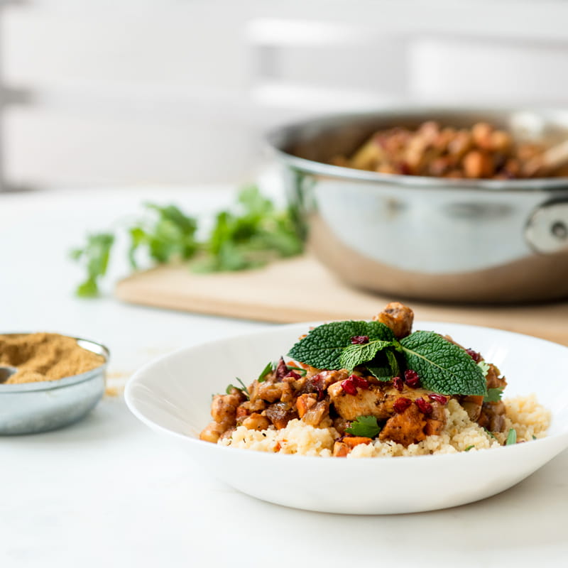 Moroccan Tagine with Root Vegetables and Chickpeas