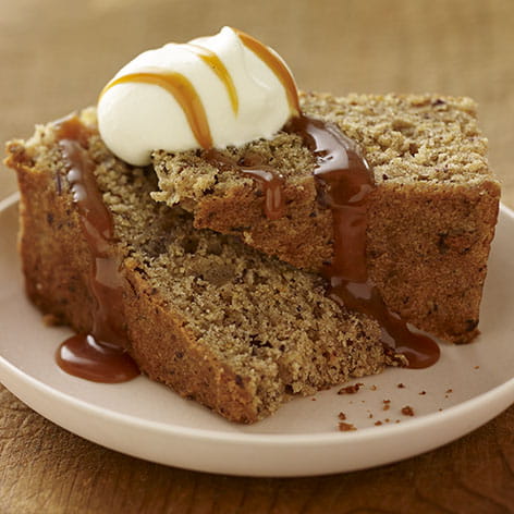 Spiced Date Cake with Caramel Sauce and Vanilla Whipped Cream