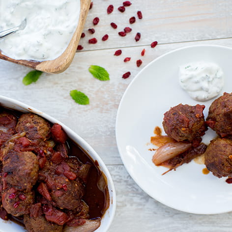Spiced Lamb Meatballs with Barberries and Mint Yogurt