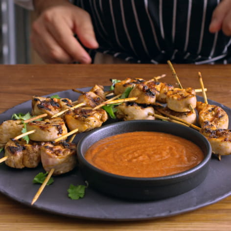 Chicken Satay with Sweet Ginger Almond Dipping Sauce