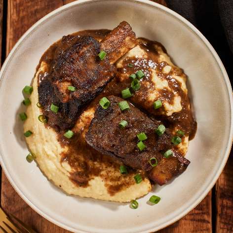 Jerk Braised Short Ribs with Cheesy Grits