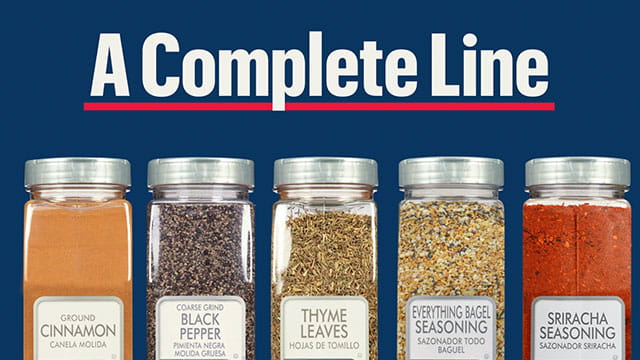 A complete line of spices from McCormick Culinary