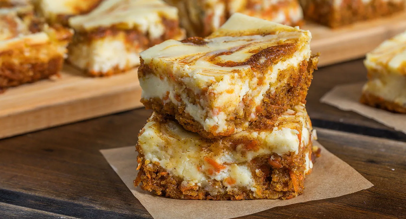 Carrot Cake Swirled Cream Cheese Bars-image