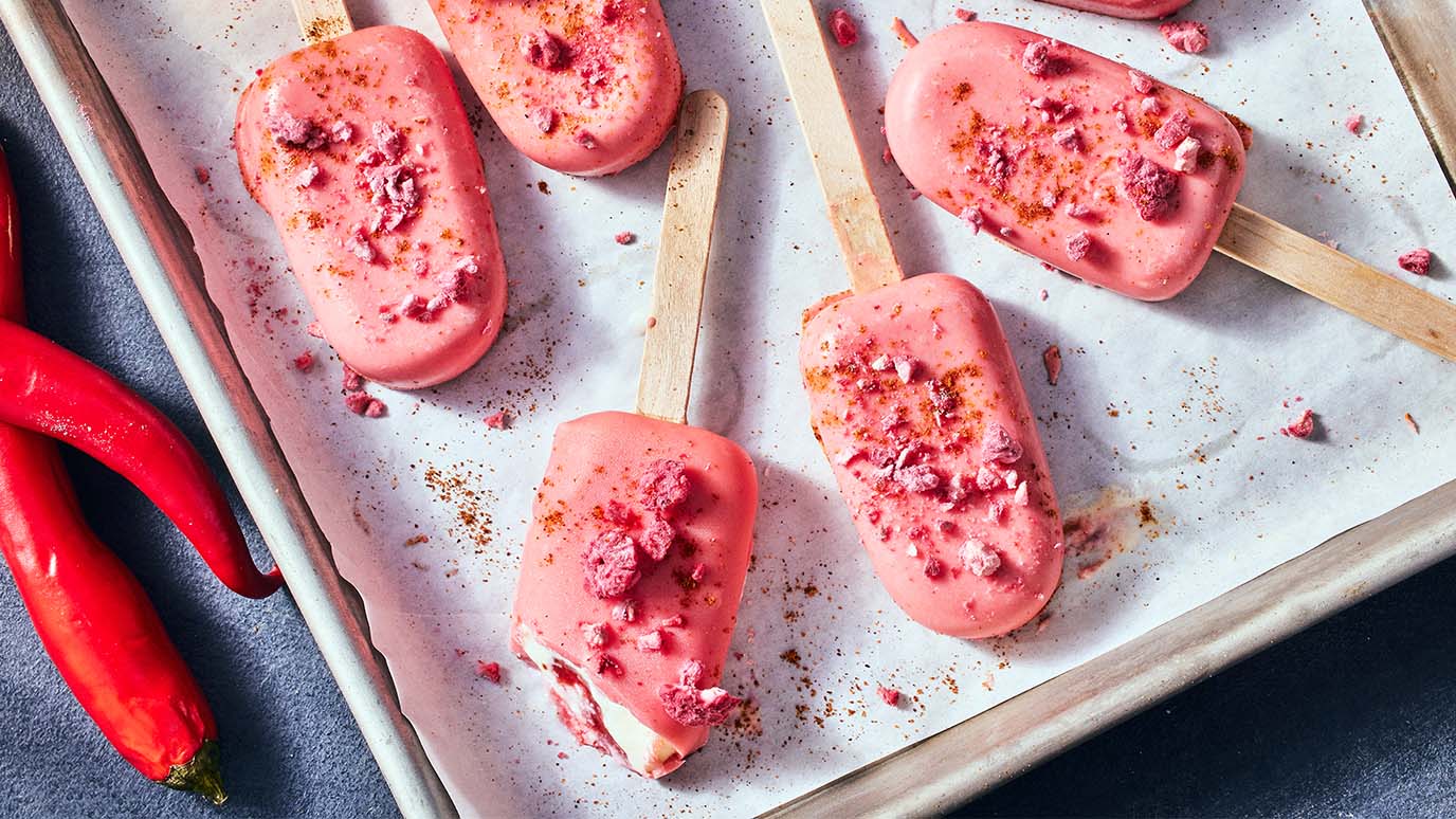 sweet heat raspberry swirl ice cream bars