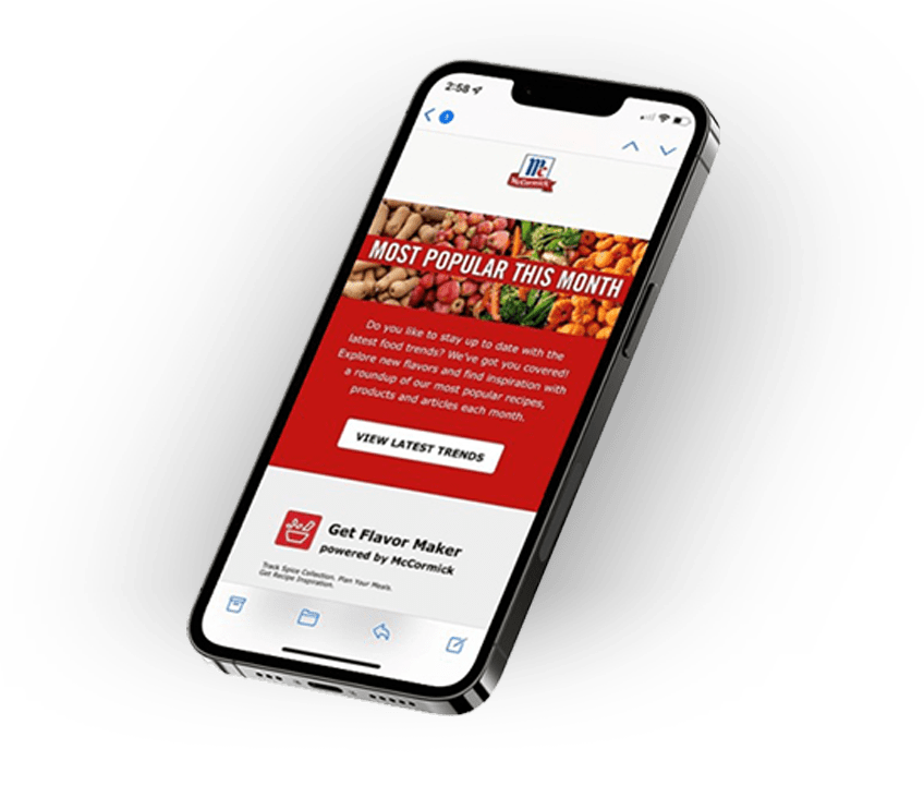 email sample mock up for mccormick kitchens