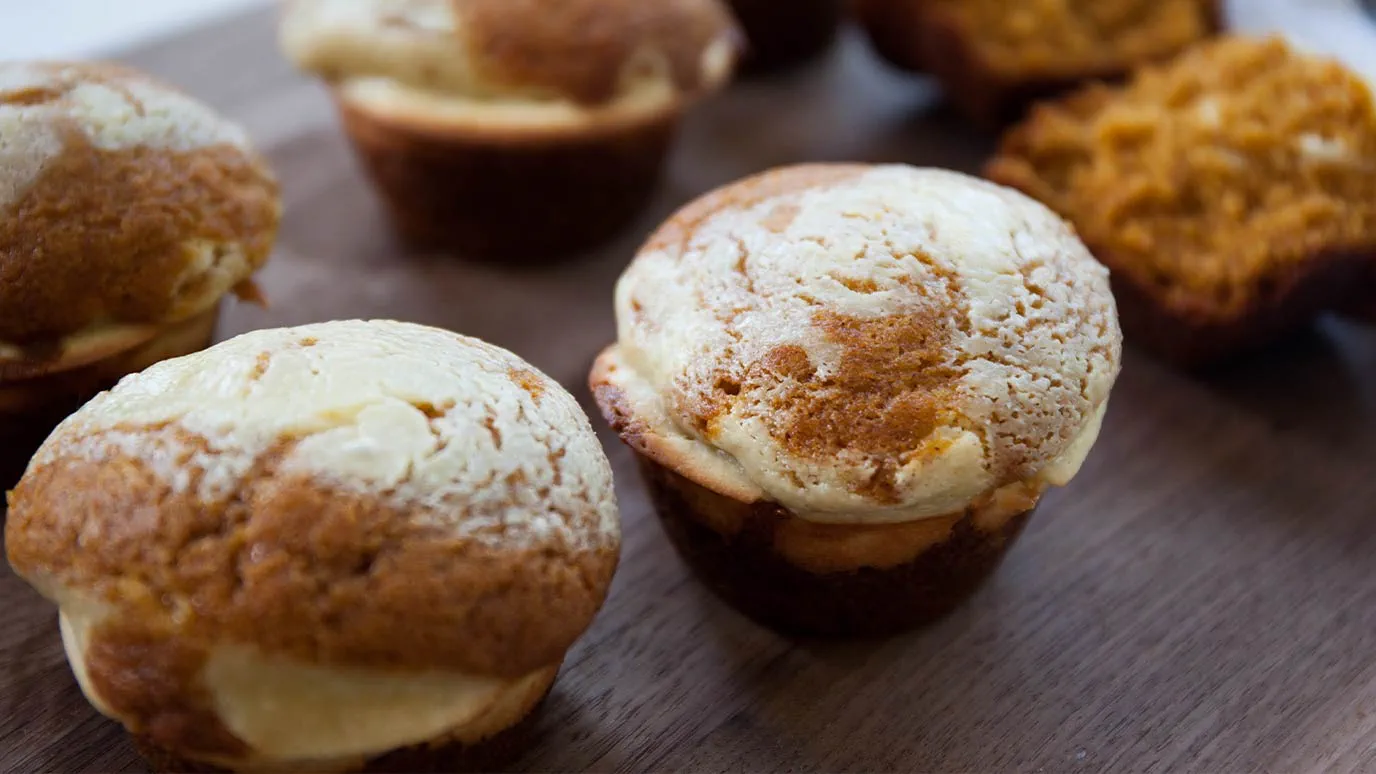 Pumpkin Muffins with Cream Cheese Filling by @myhealthydish-image