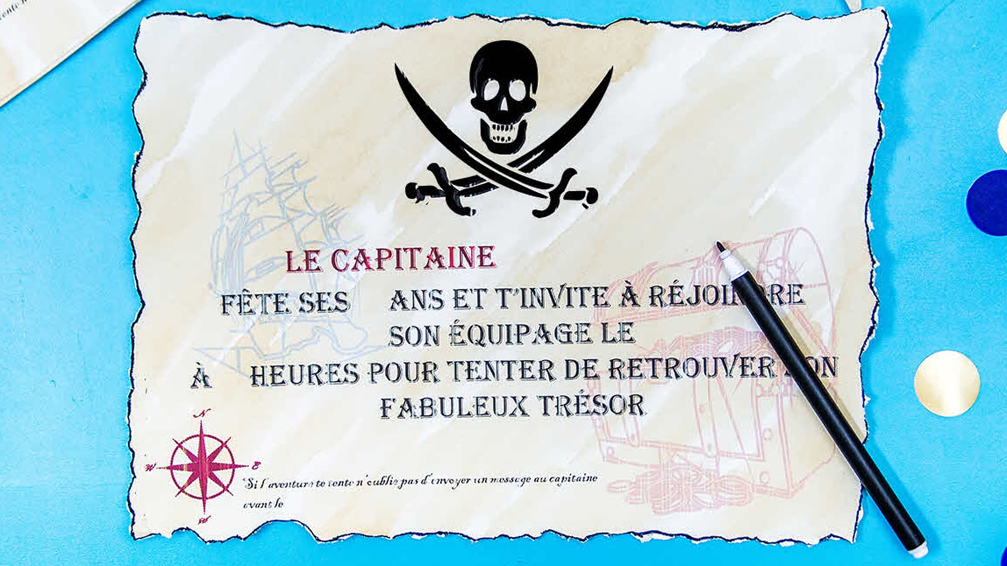 Anniversaire Pirates Invitation Vahine