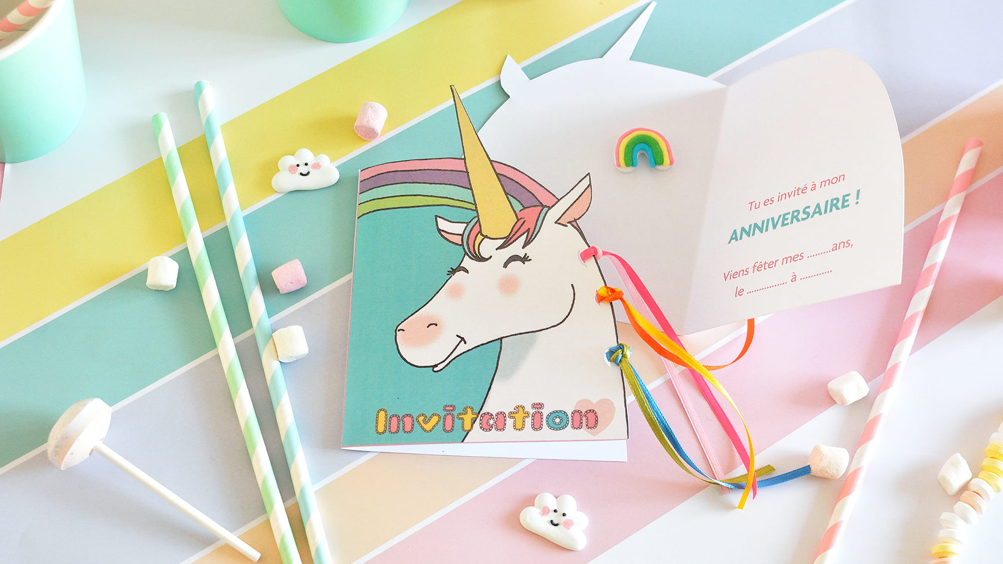 Atelier Anniversaire Invitations Licorne Vahine