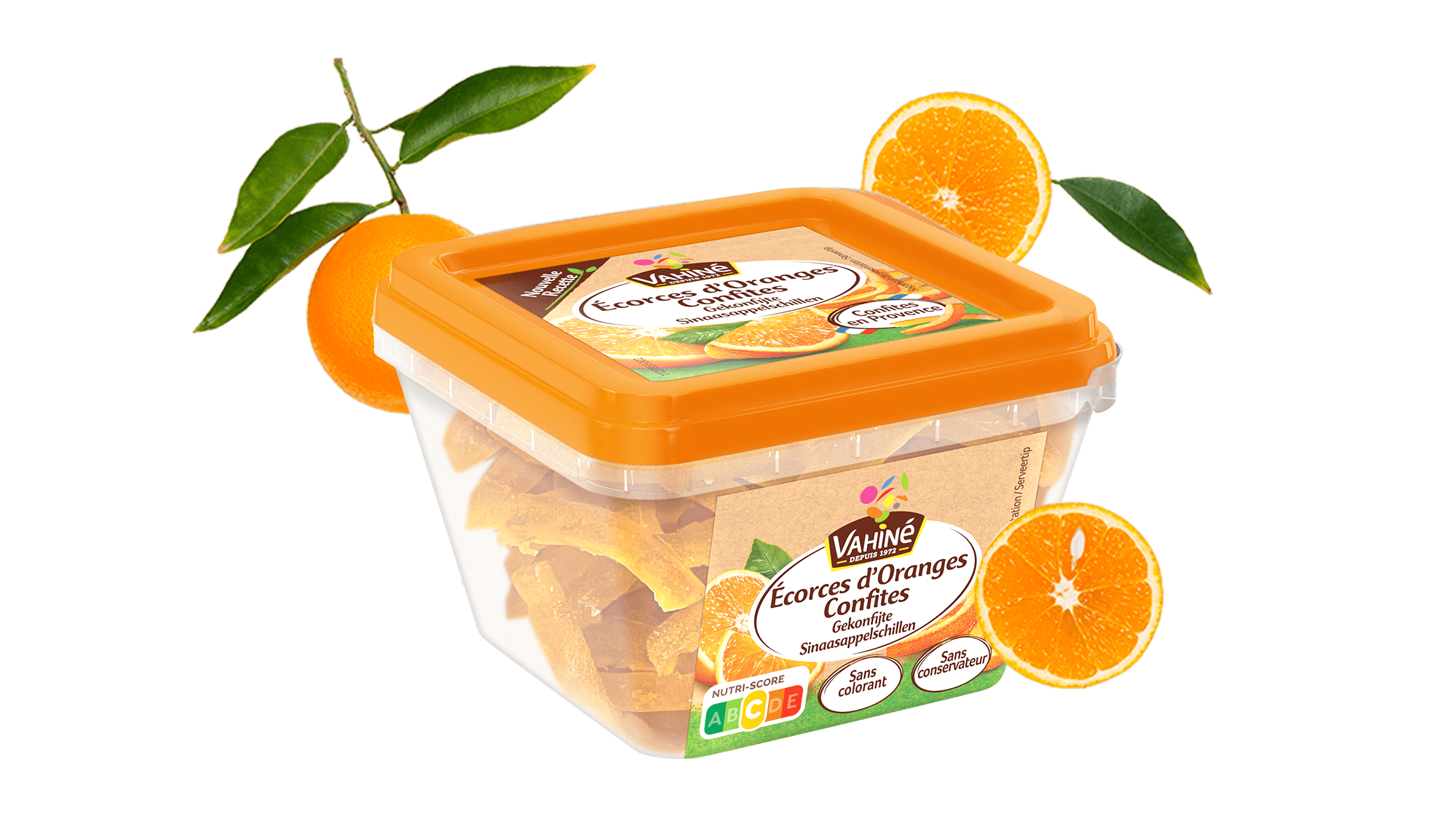 Écorces d'oranges confites faible en calories, riche en protéines