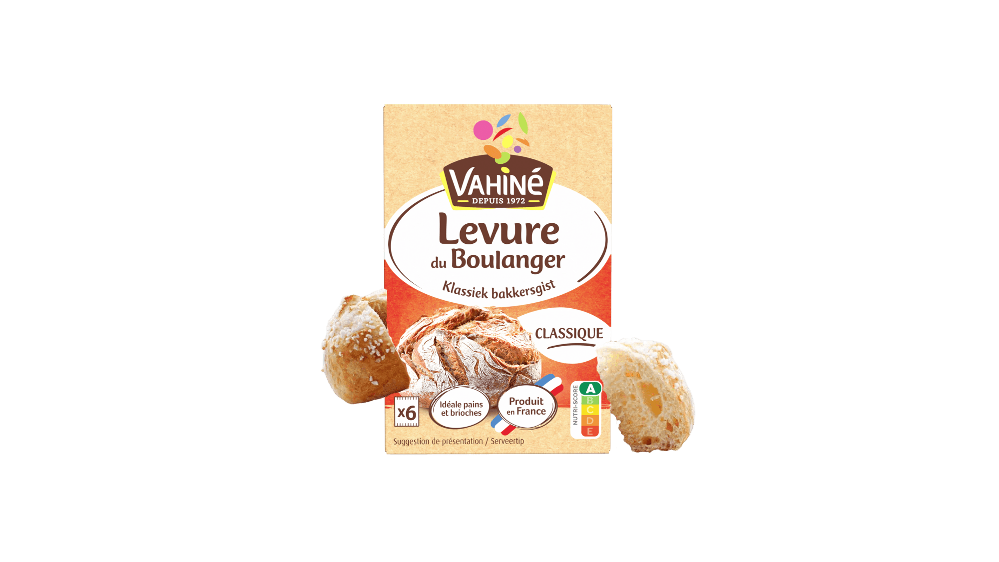 Levure de boulanger traditionnelle - Vahiné - 48 g, 6 sachets