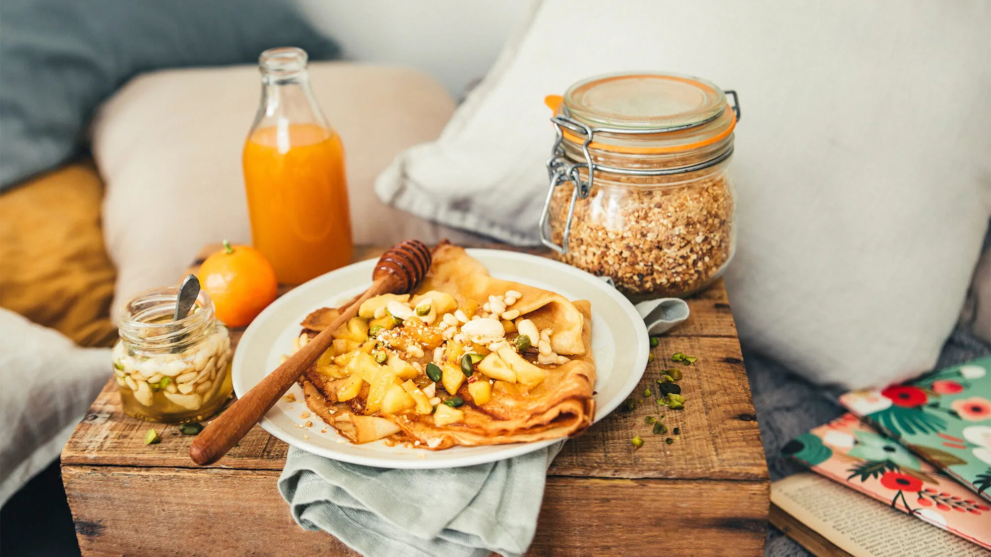 Crêpes sans gluten aux fruits secs