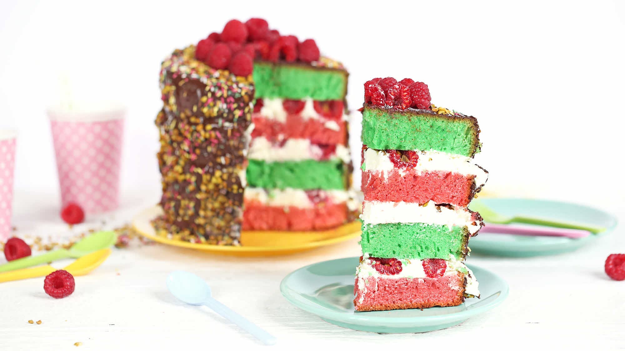 Layer Cake Framboise Pistache Recette Vahine