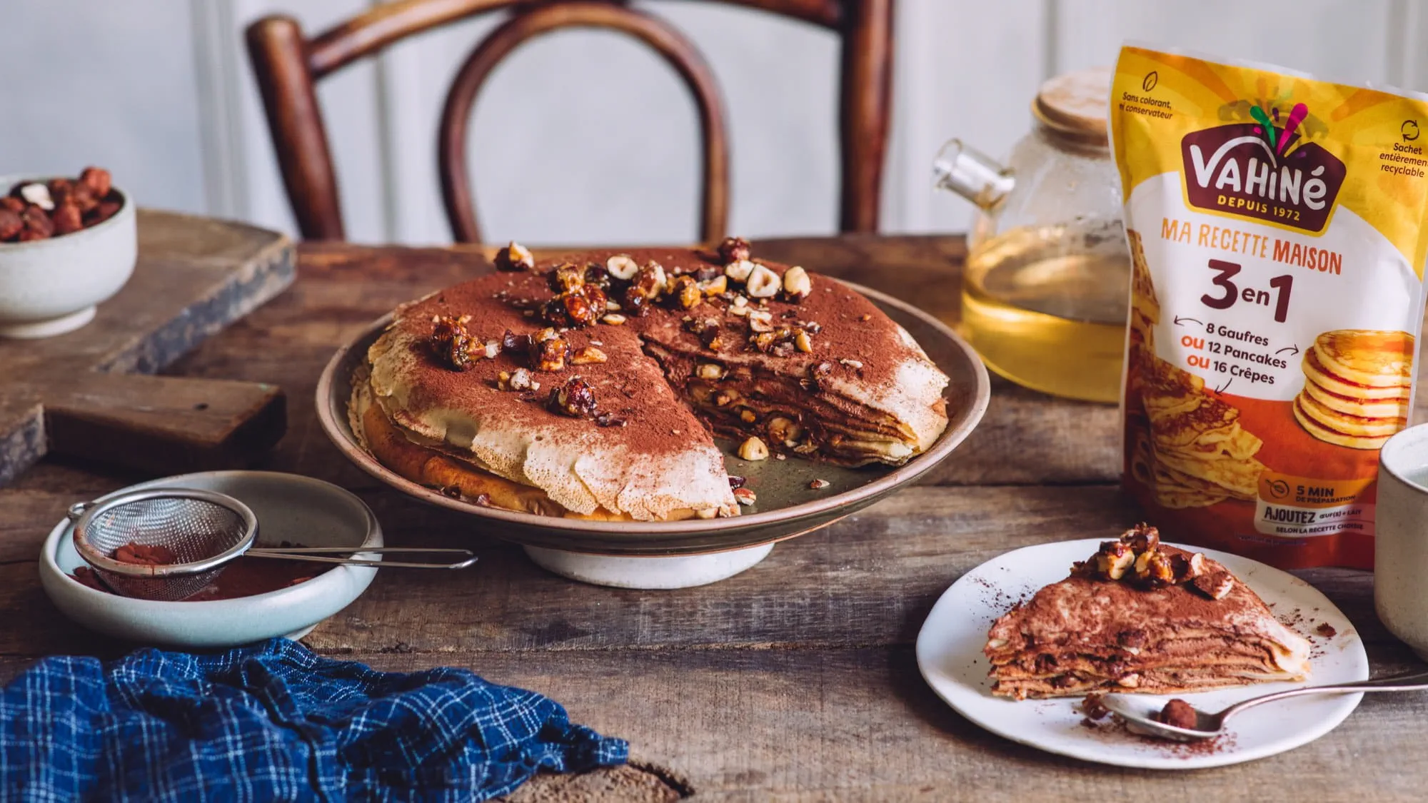 Gâteau de crêpes chocolat noisettes